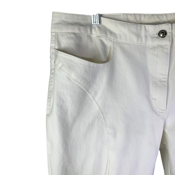 ESCADA Pants Womens Sz 12 Creamy White Straight Leg Cotton Jean Mid-Rise Stretch - Picture 6 of 10